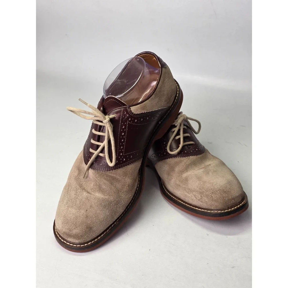 Nordstrom‎ Saddle Men's Dress Shoes Size 9.5 W Beige Tan Suede Leather